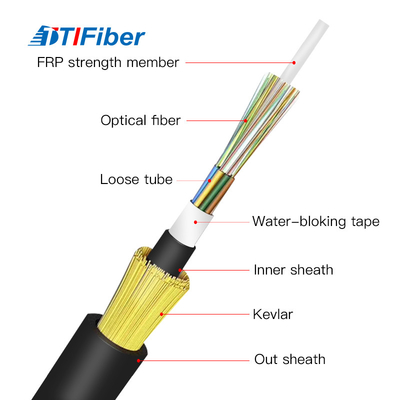 FTTH Adss 6 12 i 24 nero del cavo a fibre ottiche dei 48 centri