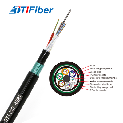 FTTX 12 24 cavi a fibre ottiche di singolo modo del centro GYTY53