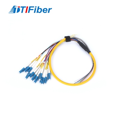 treccia a fibra ottica di 0.9mm 12core LC MP con cavo a fibre ottiche giallo