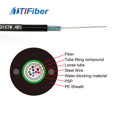 Cavo in fibra ottica 12 core 24 core 48 core SM G652D Diametro esterno 7,0 mm filo d'acciaio PE nero cavo in fibra