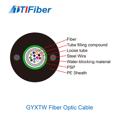 Cavo in fibra ottica 12 core 24 core 48 core SM G652D Diametro esterno 7,0 mm filo d'acciaio PE nero cavo in fibra