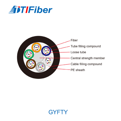 GYFTY all'aperto 12 24 48 96 cavi ottici della fibra del centro G652D con il membro di forza di FRP
